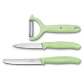 VICTORINOX PARING KNIFE SET WITH PEELER, 3 PIECES - LIGHT GREEN - Mabrook Hotel Supplies